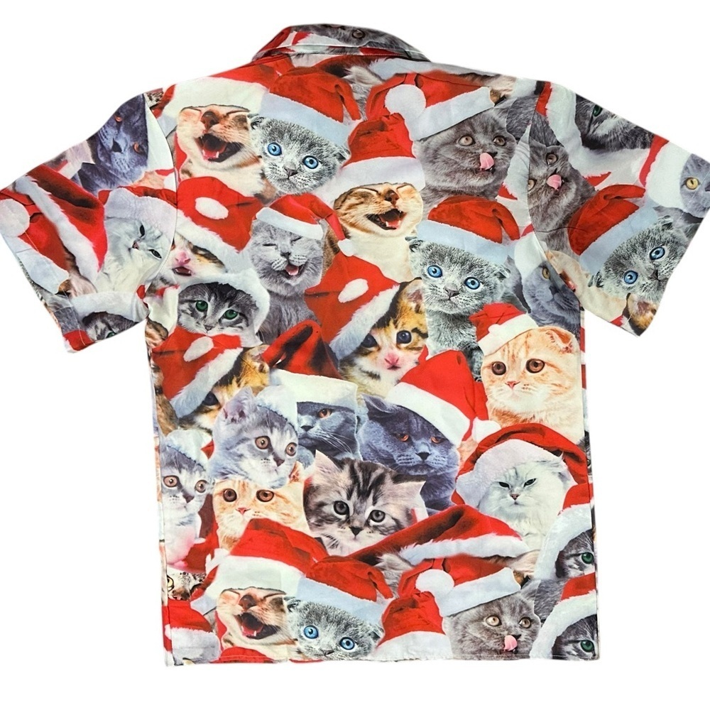 Men’s SSLR Collection Christmas Cats Kittens Button Down S/S Shirt Size Small - Picture 4 of 6